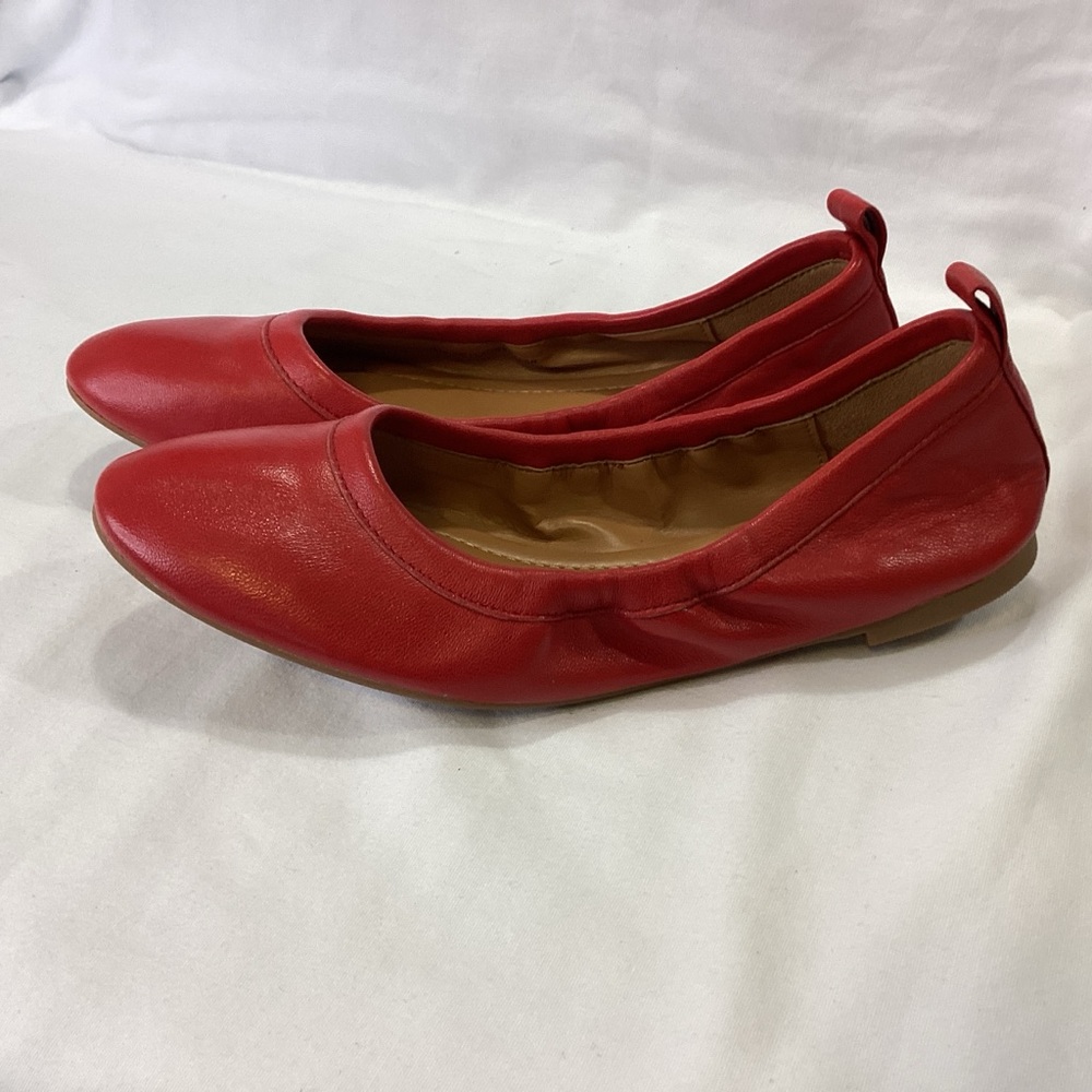 NWOT J. CREW “CECE” Red Scrunch Leather Ballet Flats SZ 5.5 $128